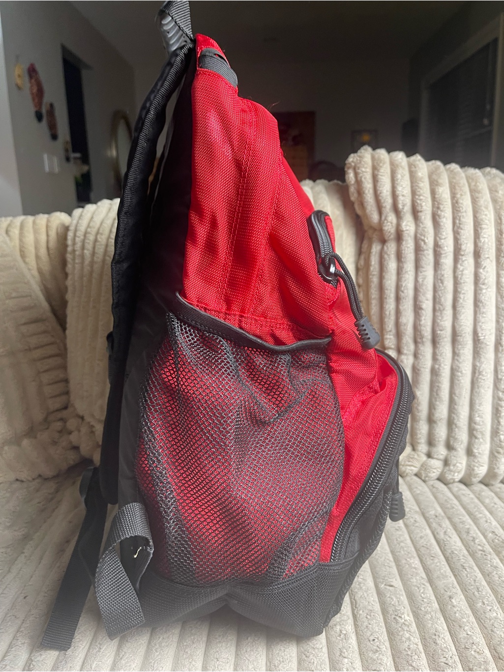 Tough Traveler Red Black Backpack Multi Pocket Travel School Hiking Daypack — image 2 of 8